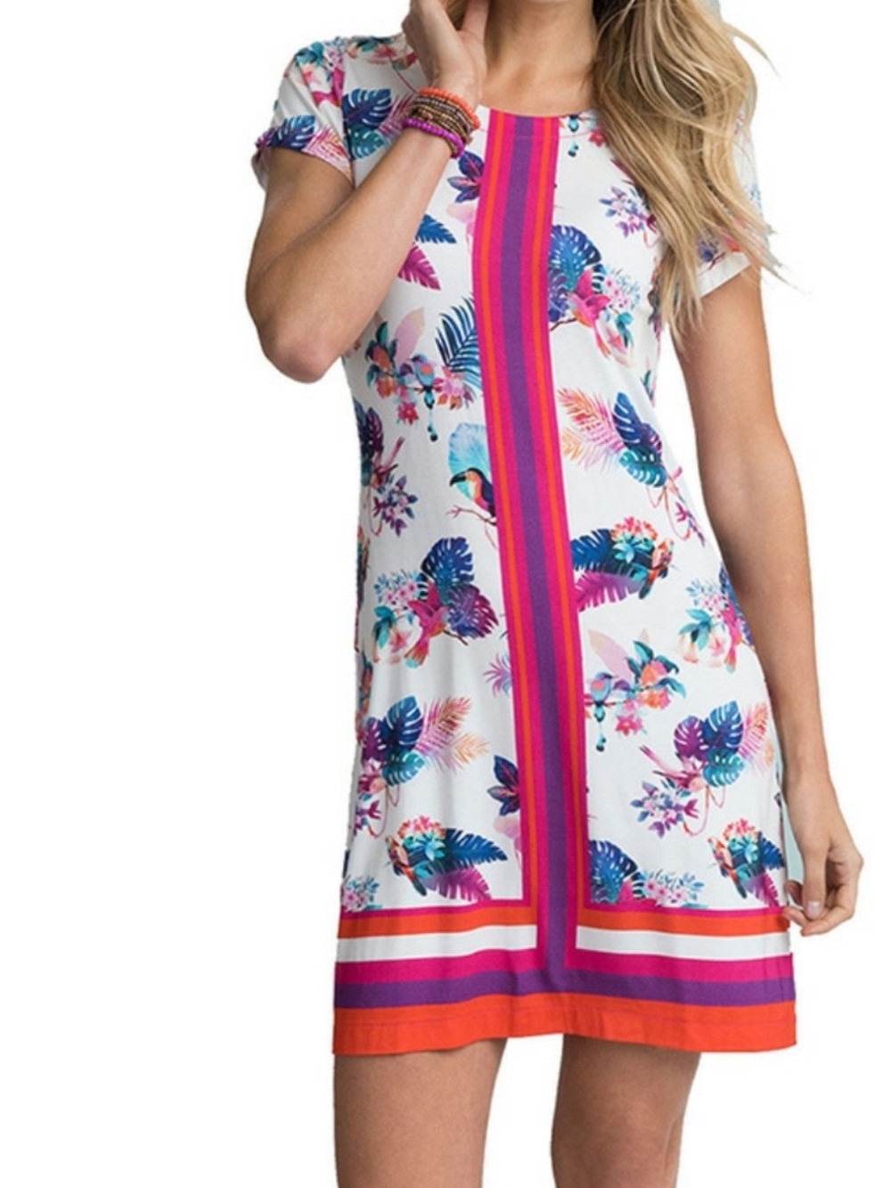 Hatley Size XS Nellie T-Shirt Dress with a tropical bird theme 🇨🇦